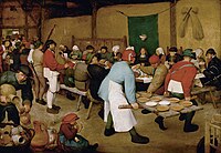 Pieter Brueghel de Oude, Bruiloftsmaal in de schuur, Kunsthistorisches Museum, Wenen