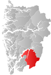 Lage der Kommune in der Provinz Vestland