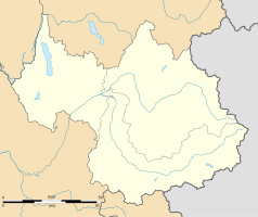 Mapa konturowa Sabaudii, blisko centrum na dole znajduje się punkt z opisem „Notre-Dame-du-Cruet”