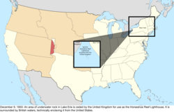 Map of the change to the United States in central North America on December 9, 1850