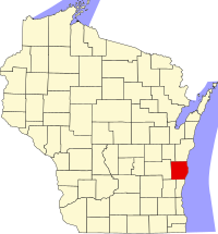 Map of Wisconsin highlighting Sheboygan County