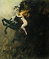 Wladislaw Podkowinski, „La Folie“ (1894) : Orgasmo estas prezentita kiel erupcia forto