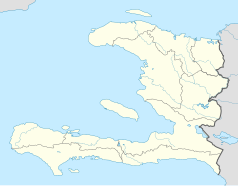 Mapa konturowa Haiti, blisko centrum na prawo znajduje się punkt z opisem „Saint-Marc”