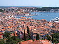 Rovinj, vu depuis le clocher de la cathédrale Sainte-Euphémie de Rovinj (Croatie).