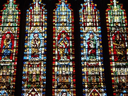 Detail of the east window of the Lady Chapel of Wells Cathedral, restored by Willement 1845