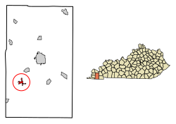 Location of Wingo in Graves County, Kentucky.