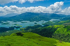 The view of reservoir from nearby mountains