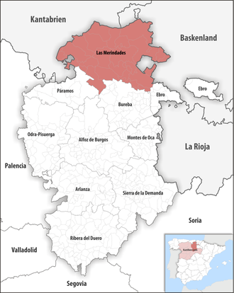 Die Lage der Comarca Las Merindades in der Provinz Burgos