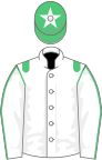 White, green epaulettes, white sleeves, green seams, green cap