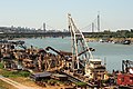 Riverboats docked in port