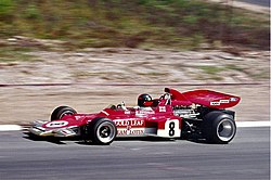 フィッティパルディが乗るゴールド・リーフ・カラー 時代のロータス72D（1971年ドイツGP）