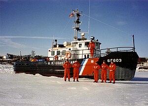 USCGC Swivel ice breaking at Bangor Maine on the Penobscot River in January 1992