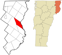 Location in Essex County and the state of Vermont.