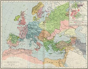 Map depicting the borders of empires, kingdoms and other states in Europe, the Middle East, and northern Africa