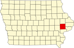 map of Iowa highlighting Cedar County