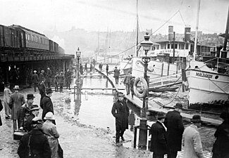 Översvämning vid Munkbrohamnen i maj 1924, vy söderut.