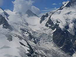 Fianco nord con il ghiacciaio Morteratsch