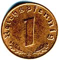 Prewar bronze 1 ℛ︁₰ (reverse). Made of pure bronze