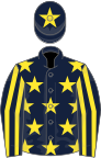 Dark Blue, Yellow stars, striped sleeves and star on cap