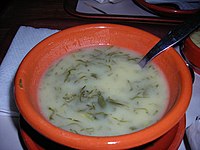 Caldo verde served in a traditional tigela