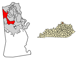 Location of Erlanger in Kenton County, Kentucky