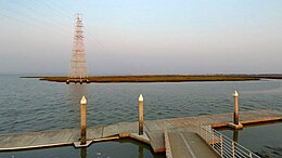 Hooks Island as viewed from the Palo Alto Baylands Sailing Station in September 2020