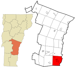 Location in Windsor County and the state of Vermont.