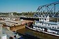 Towboat Brimstone entering auxiliary lock at McAlpine Locks, 1987