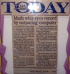 Math whiz eyes record by outpacing computer, Today, June 1, 1996.