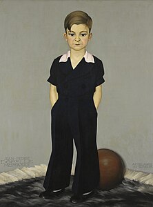 Jeune garçon au ballon, portrait de Jean-Pierre Dobelle, 1932, Roubaix, La Piscine.