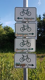 Beschilderung für Radwege zu dem umliegenden Ortschaften