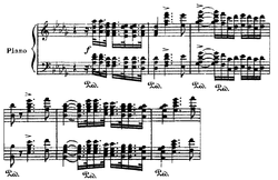 A chordal musical theme notated on two staves.