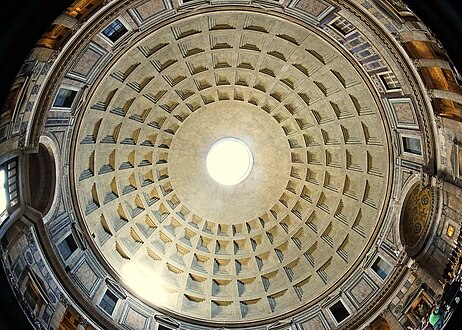 The Ancient Roman oculus (opaion) of the Pantheon, Rome, Italy