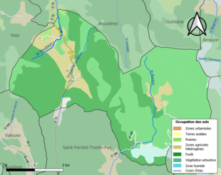 Carte en couleurs présentant l'occupation des sols.