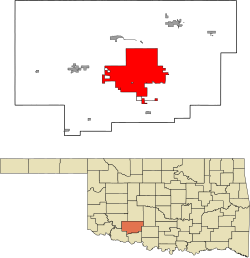 Lokasi Lawton di negara bagian Oklahoma