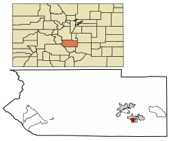 Location of Rockvale in Fremont County, Colorado.