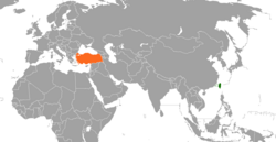 Map indicating locations of Taiwan and Turkey