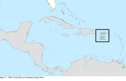 Map of the change to the United States in the Caribbean Sea on May 17, 1932