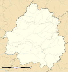 Mapa konturowa Dordogne, blisko centrum u góry znajduje się punkt z opisem „Brantôme en Périgord”