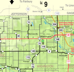 KDOT map of Washington County (legend)