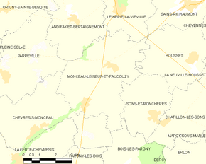 Poziția localității Monceau-le-Neuf-et-Faucouzy