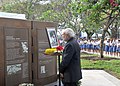 The Prime Minister of India, Narendra Modi paying homage to INA martyrs on 24 November 2015 at the present-day plaque which marks the site of former INA Memorial.