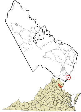 Location in Prince William County and the state of Virginia