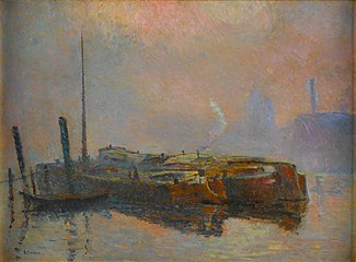 Robert Antoine Pinchon, Péniche dans la brume, 1909.