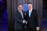 Sveriges statsminister Stefan Löfven tillsammans med Estlands premiärminister Jüri Ratas i Tallinn, Estland den 29 september 2017.