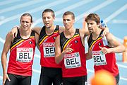 de Belgische 4x400m-ploeg in 2010 in Vermarcuitrusting