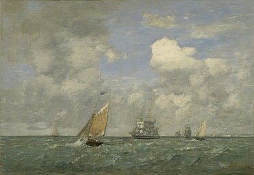 Navires et voiliers quittant le port du Havre, 1887 Washington, National Gallery of Art[92]