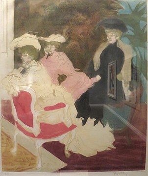 Jacques Villon, Comédie de société, eau-forte et aquatinte, 1903.