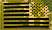 Patch with the union to the front, as seen on a Navy uniform.