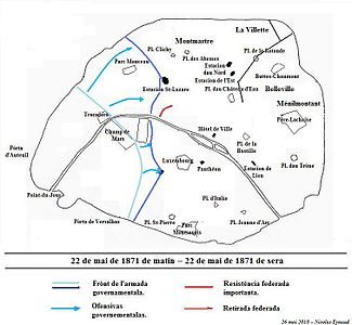 On May 22, the Versailles Army advanced east toward the center of Paris